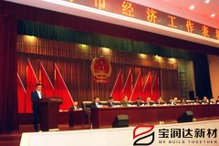 寶潤達董事長(cháng)黃強代表市重點(diǎn)企業(yè)在經(jīng)濟表彰會(huì )上發(fā)言